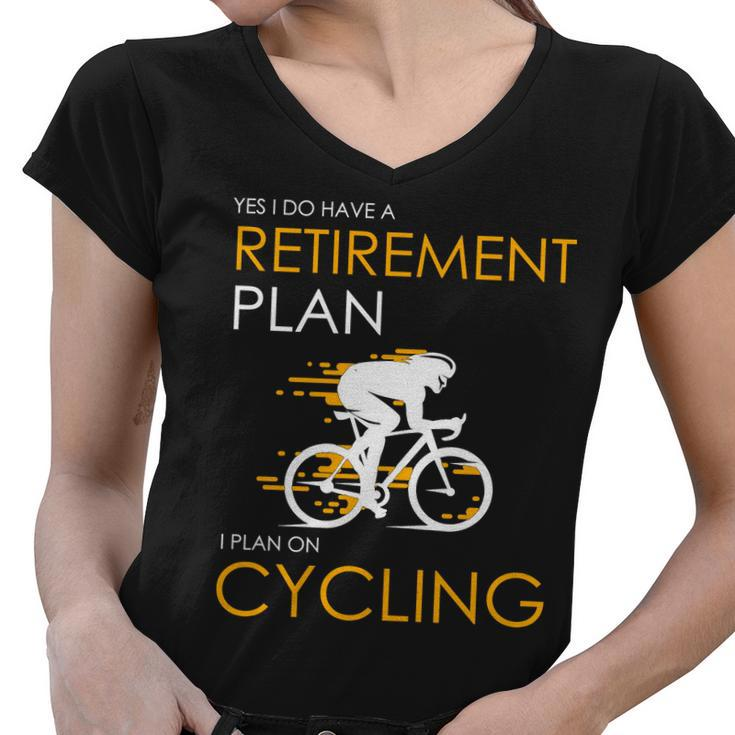 Retirement Plan On Cycling V2 Women V-Neck T-Shirt