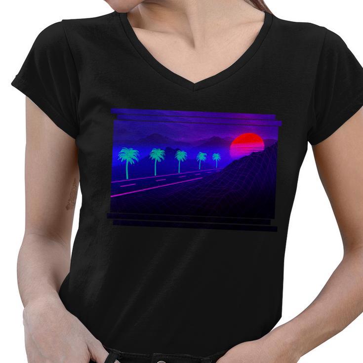 Retro 80S Vaporwave Women V-Neck T-Shirt