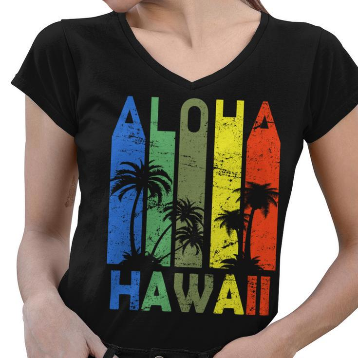 Retro Aloha Hawaii Logo Tshirt Women V-Neck T-Shirt