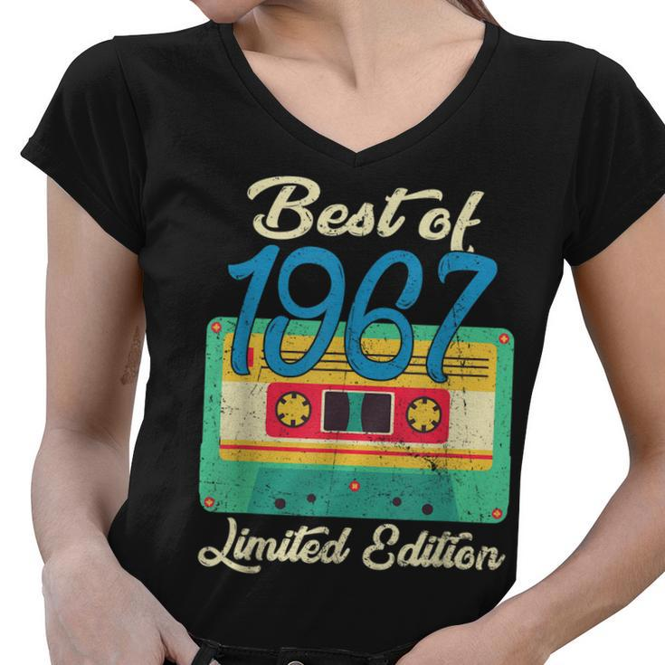 Retro Best Of 1967 Cassette Tape 55Th Birthday Decorations  Women V-Neck T-Shirt