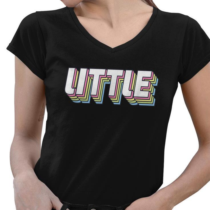 Retro Big Reveal Sorority Little Sister Big Little Week Women V-Neck T-Shirt
