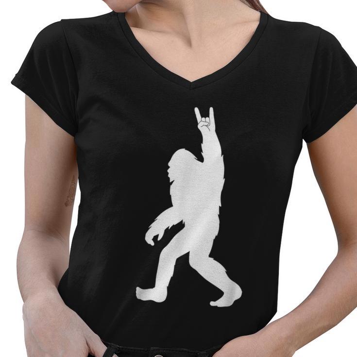 Retro Bigfoot  Funny Rock And Roll Bigfoot Women V-Neck T-Shirt