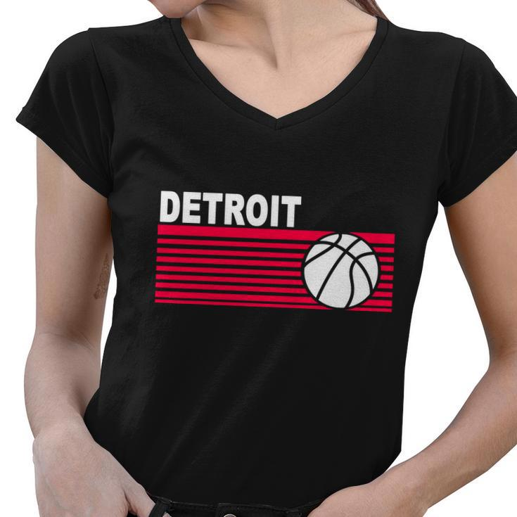 Retro Detroit Basketball Classic Logo Women V-Neck T-Shirt