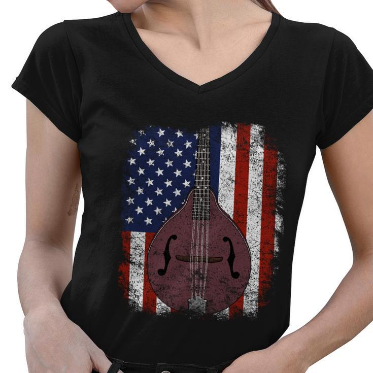 Retro Mandolin Gift Vintage Country Music Bluegrass Mandolin Gift Women V-Neck T-Shirt