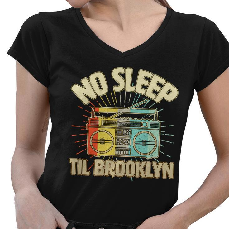 Retro No Sleep Til Brooklyn Women V-Neck T-Shirt