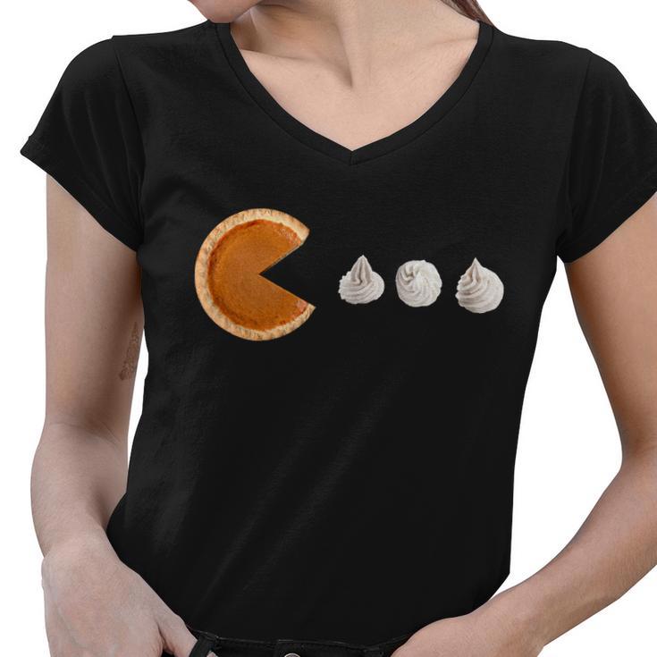 Retro Pumpkin Pie Thanksgiving Game Tshirt Women V-Neck T-Shirt