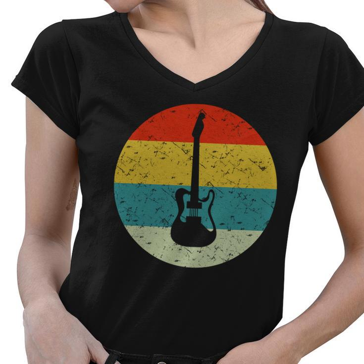 Retro Vintage Bas Guitar Women V-Neck T-Shirt