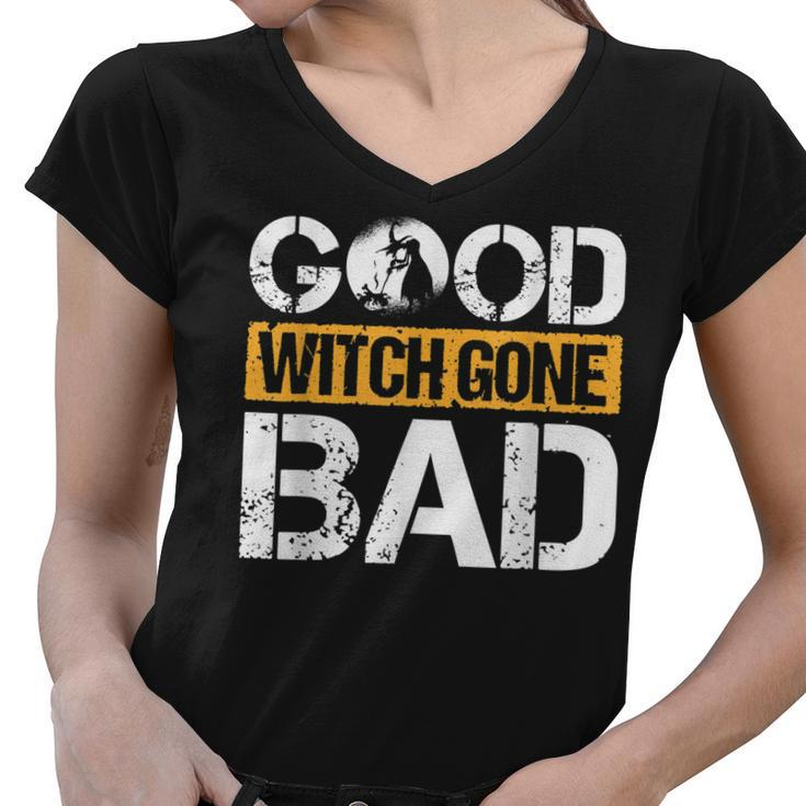 Retro Vintage Halloween Costume Good Witch Gone Bad  Women V-Neck T-Shirt