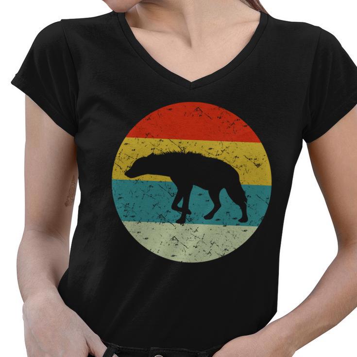 Retro Vintage Hyena Women V-Neck T-Shirt