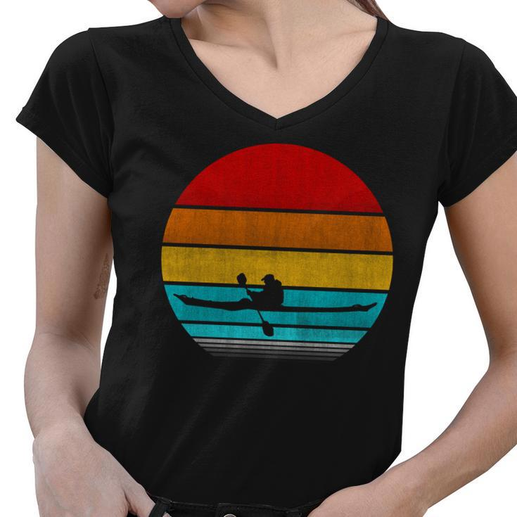 Retro Vintage Kayak V2 Women V-Neck T-Shirt