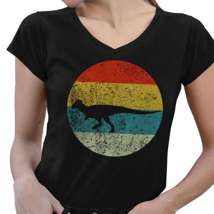 Retro Vintage Pachycephalosaurus Women V-Neck T-Shirt