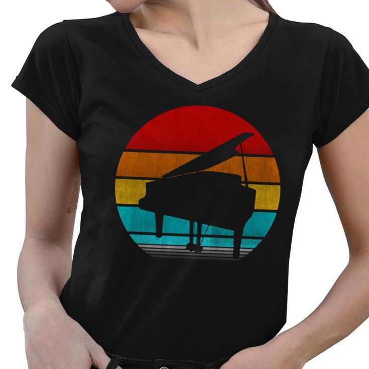 Retro Vintage Piano V2 Women V-Neck T-Shirt