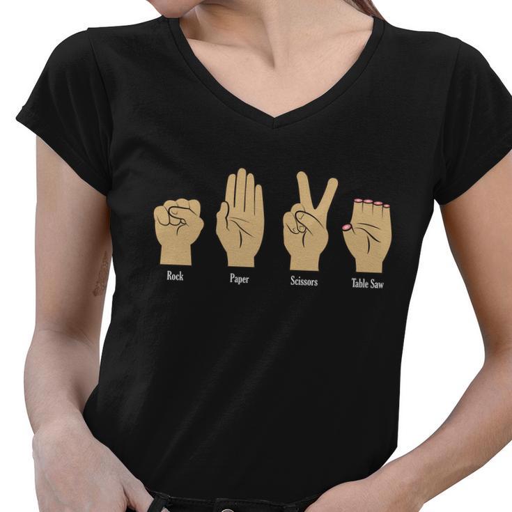 Rock Paper Scissors Table Saw Tshirt Women V-Neck T-Shirt