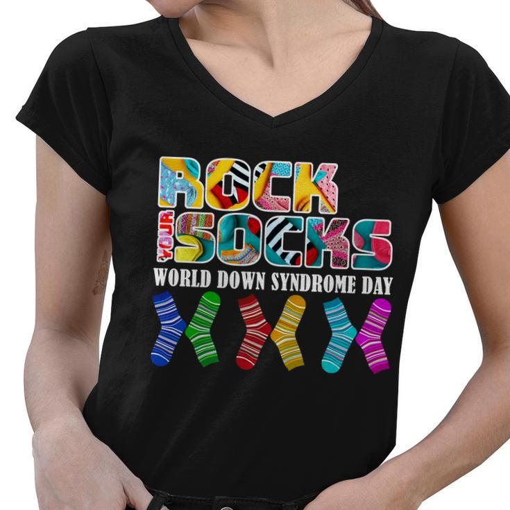 Rock Your Socks For World Down Syndrome Day Women V-Neck T-Shirt