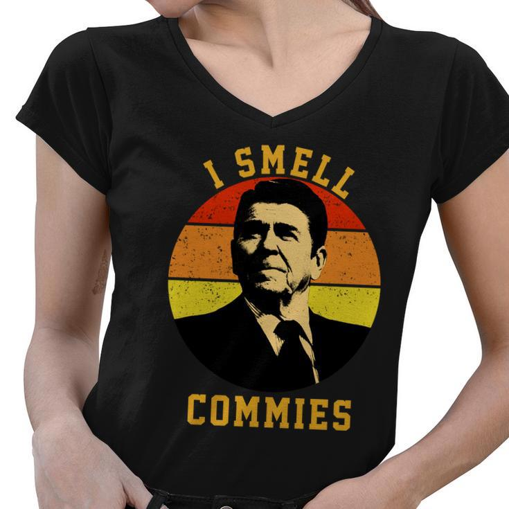 Ronald Reagan I Smell Commies Tshirt Women V-Neck T-Shirt