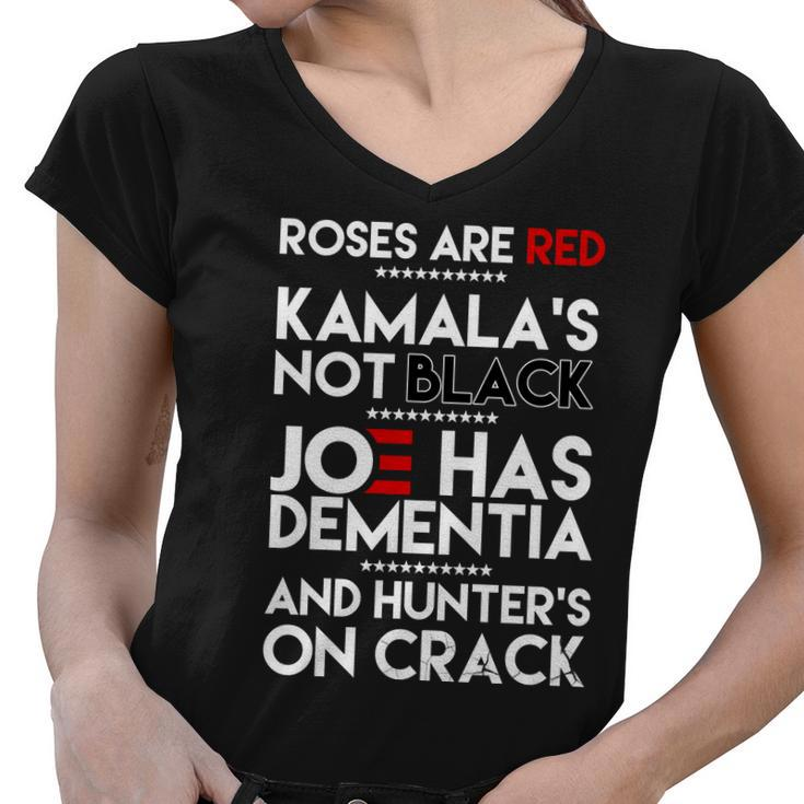 Roses Are Red Kamalas Not Black Joe Has Dementia And Hunters On Crack Tshirt Women V-Neck T-Shirt