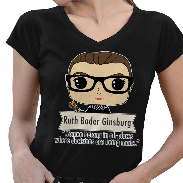 Ruth Bader Ginsburg Cute Cartoon Quote Women V-Neck T-Shirt