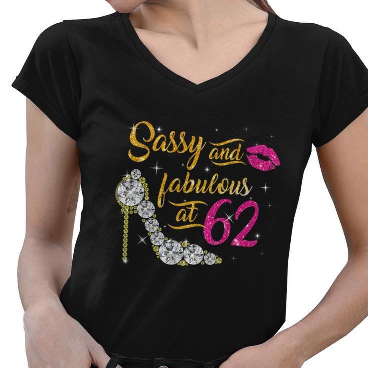 Sassy And Fabulous At 62 Years Old 62Nd Birthday Shoe Lip Women V-Neck T-Shirt