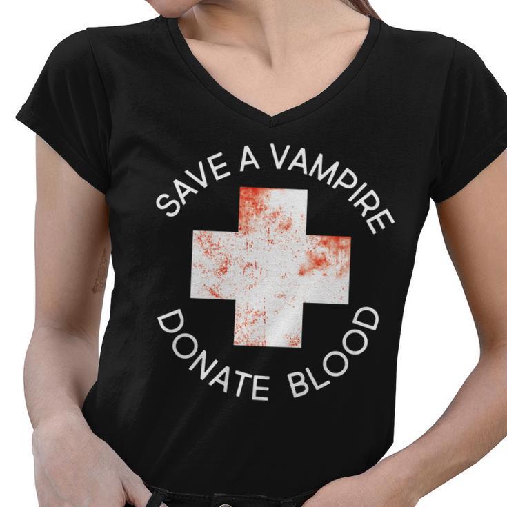 Save A Vampire Donate Blood Tshirt Women V-Neck T-Shirt