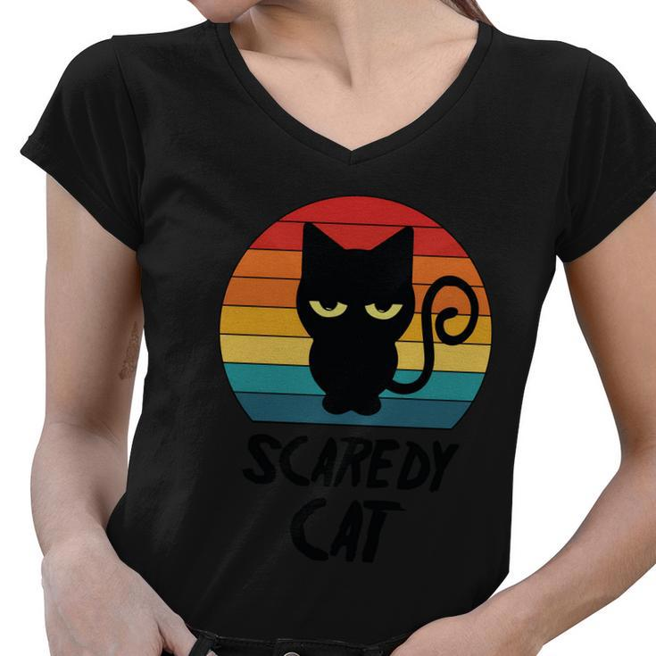 Scaredy Cat Halloween Quote V2 Women V-Neck T-Shirt