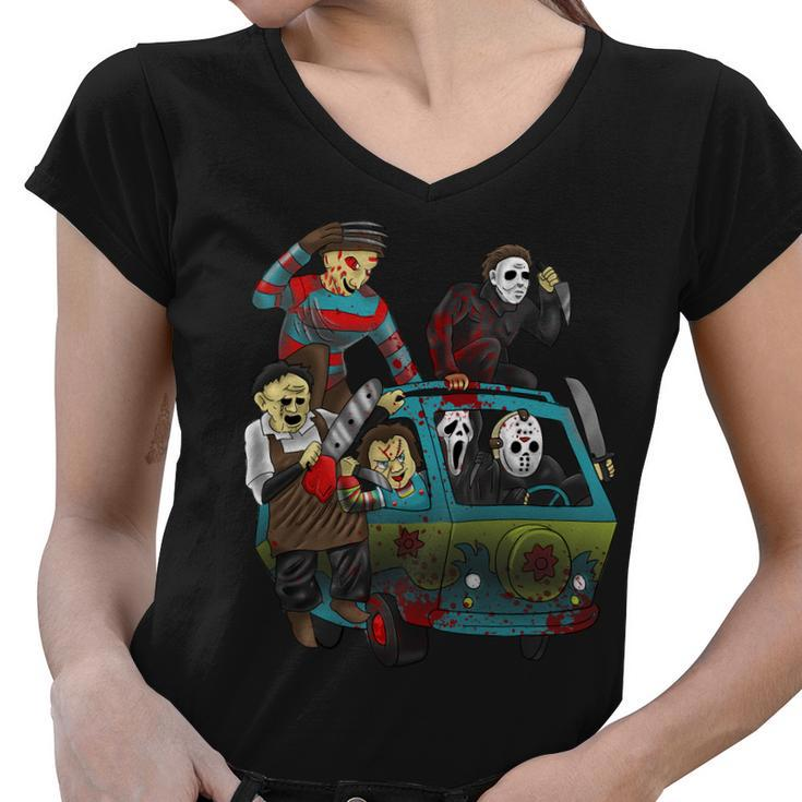Scary Holocaust Machine Van Movie Characters Tshirt Women V-Neck T-Shirt