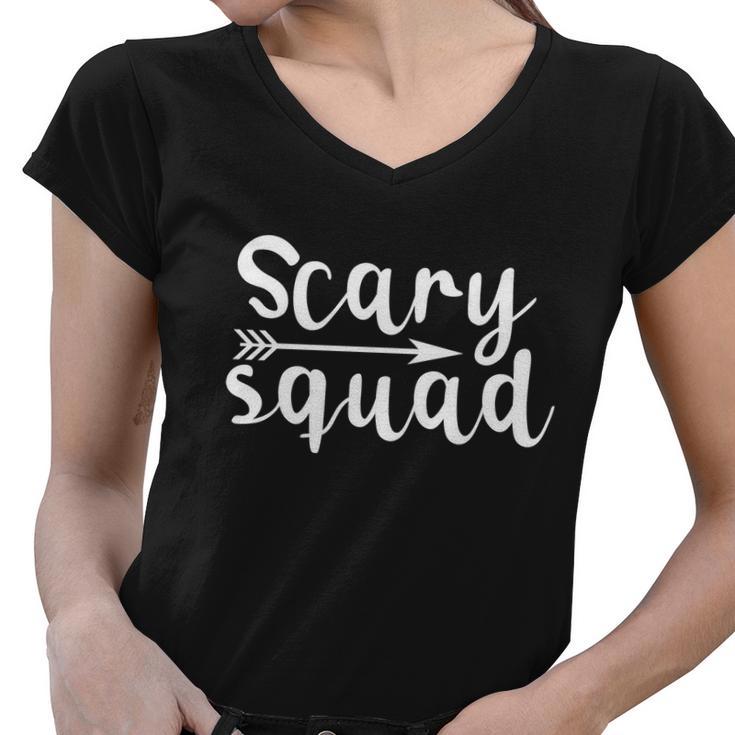 Scary Squad Funny Halloween Quote Women V-Neck T-Shirt