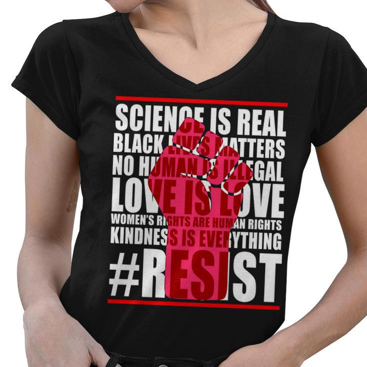 Science Is Real Resist Quote Tshirt Women V-Neck T-Shirt