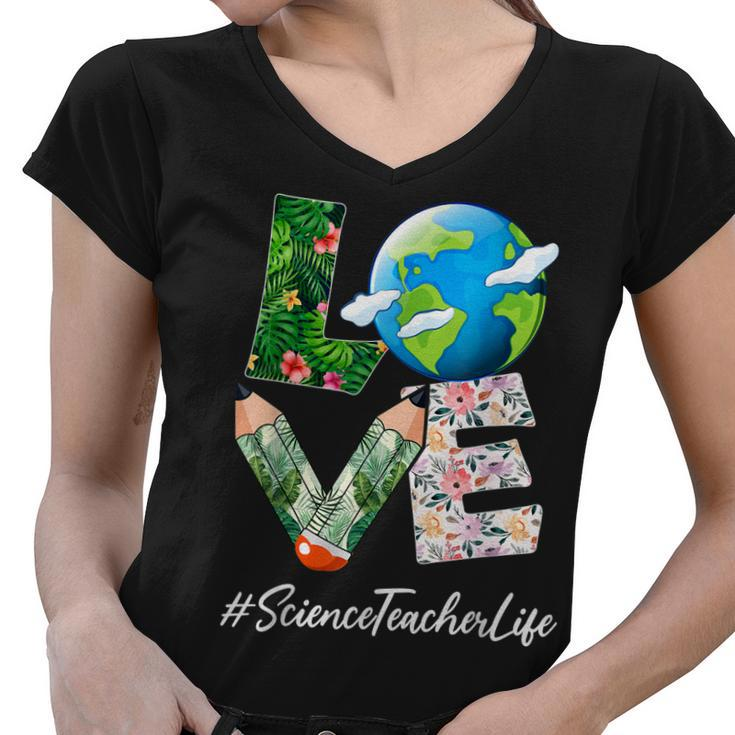 Science Teacher Love World Earth Day Save The Planet  Women V-Neck T-Shirt