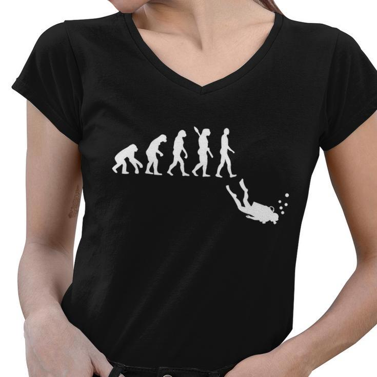 Scuba Diver Evolution Women V-Neck T-Shirt