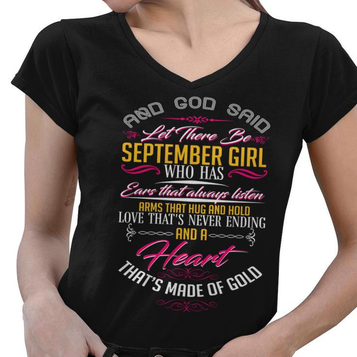 September Girl Always Listens Tshirt Women V-Neck T-Shirt