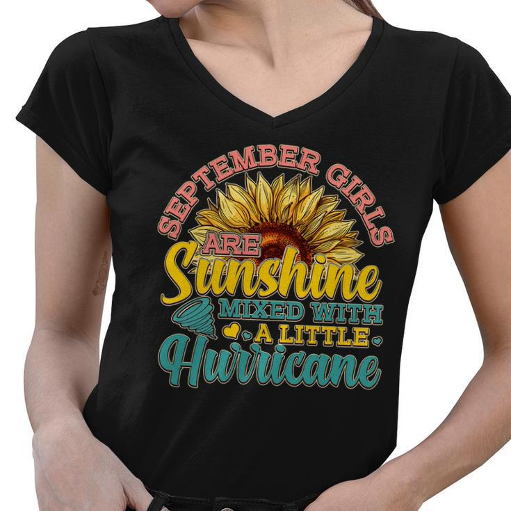 September Girls Sunshine And Hurricane Cute Women V-Neck T-Shirt