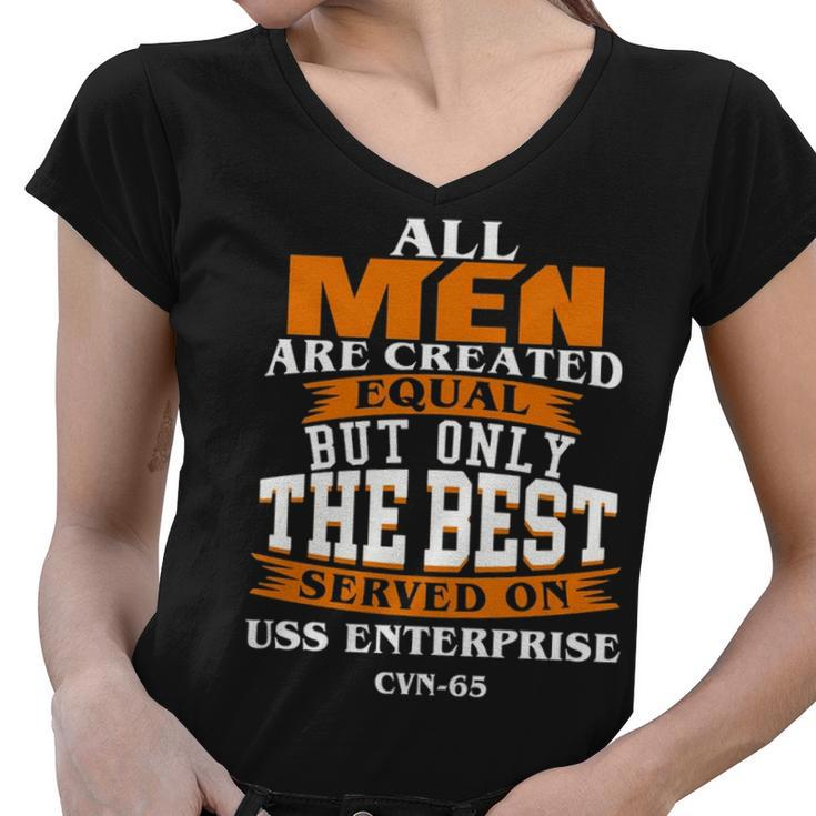 Served On Uss Enterprise Cvn  Women V-Neck T-Shirt