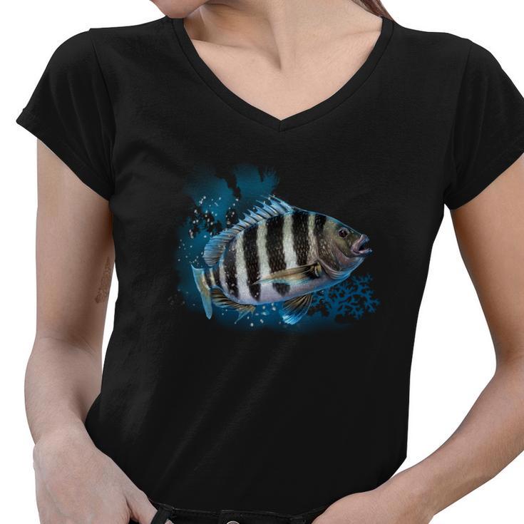 Sheepshead Women V-Neck T-Shirt