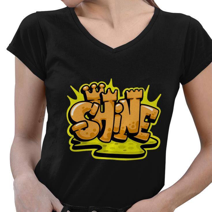 Shine Graffiti Tshirt Women V-Neck T-Shirt