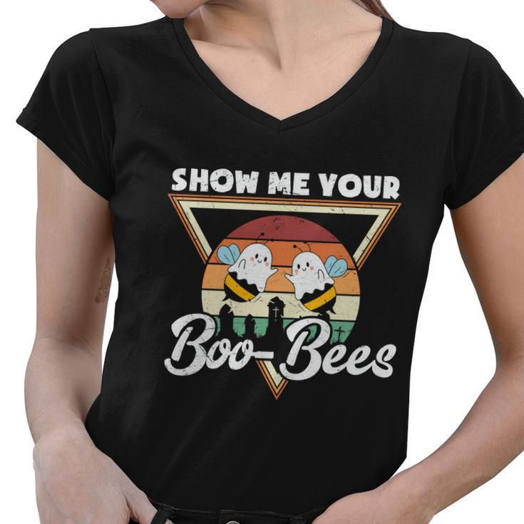 Show Me Your Boo Bees Halloween Quote Women V-Neck T-Shirt