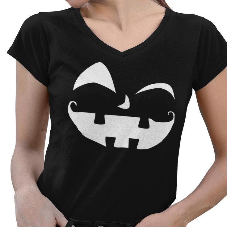 Silly Jack O Lantern Face Tshirt Women V-Neck T-Shirt