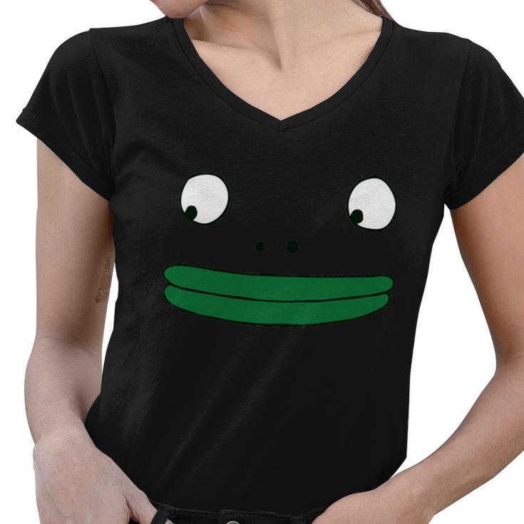 Smiling Friends Mr Frog Face Women V-Neck T-Shirt