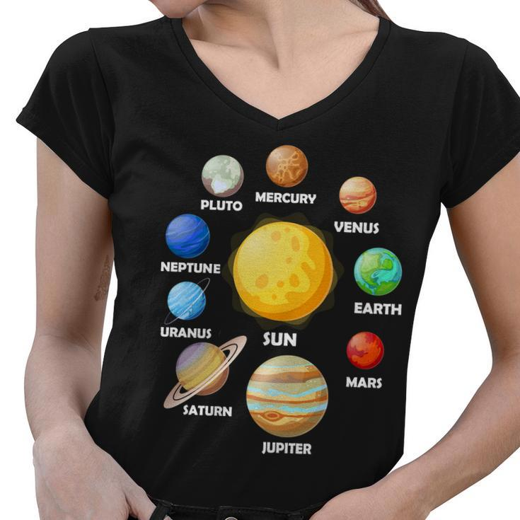 Solar System Planets Sun Mars Women V-Neck T-Shirt