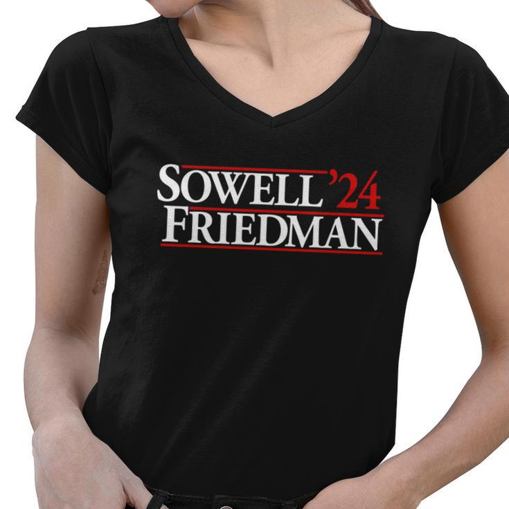 Sowell Friedman 24 Funny Election Women V-Neck T-Shirt