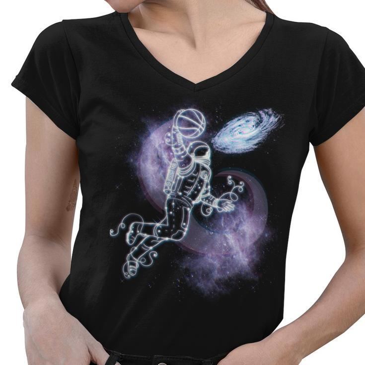 Space Astronaut Dunk Nebula Jam Women V-Neck T-Shirt