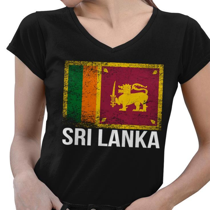 Sri Lanka Flag Women V-Neck T-Shirt