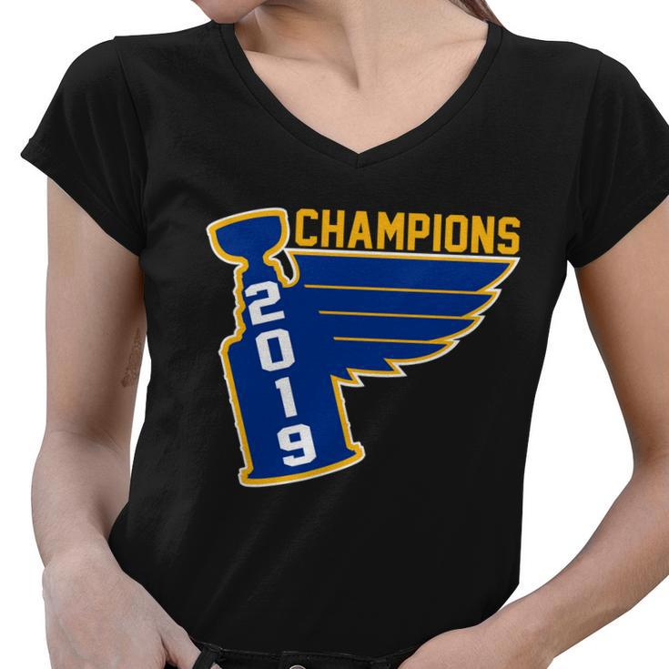 St Louis Hockey 2019 Champions Tshirt Women V-Neck T-Shirt
