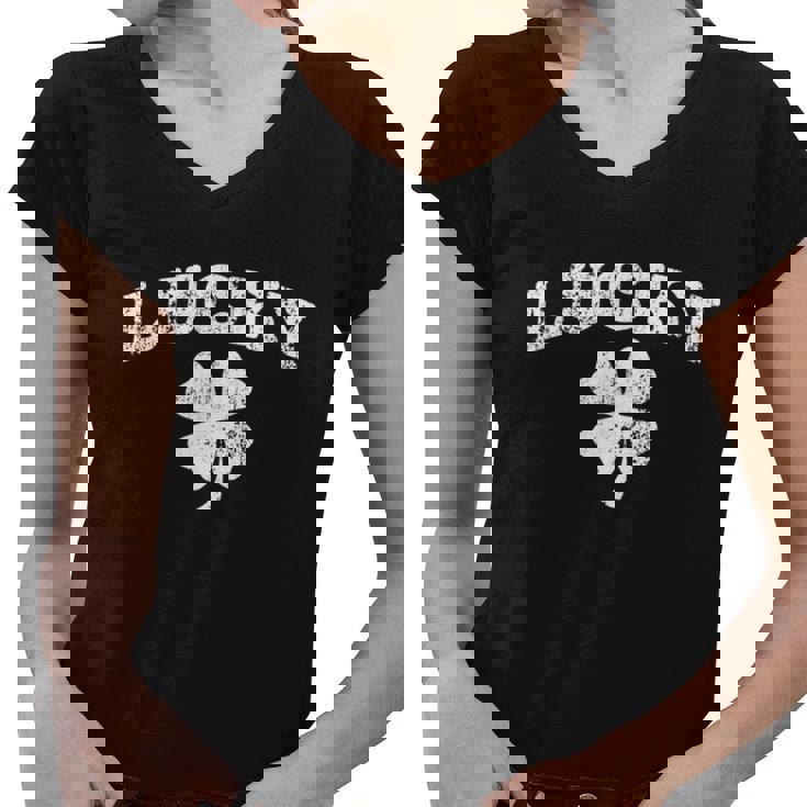 St Patricks Day Lucky St Patricks Day Tshirt Women V-Neck T-Shirt