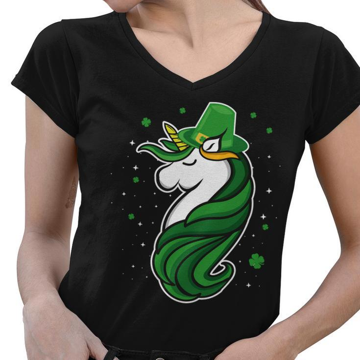 St Patricks Day Unicorn V2 Women V-Neck T-Shirt