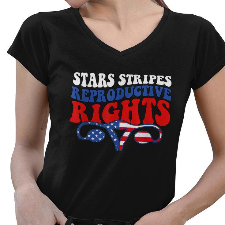 Stars Stripes Reproductive Rights American Flag V3 Women V-Neck T-Shirt