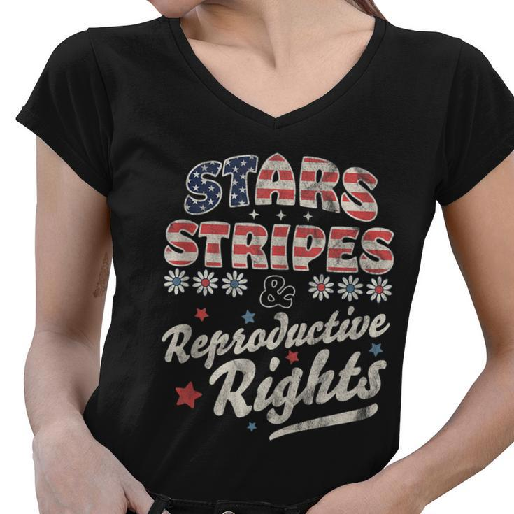 Stars Stripes Reproductive Rights Patriotic 4Th Of July Cute Tank Top Women V-Neck T-Shirt