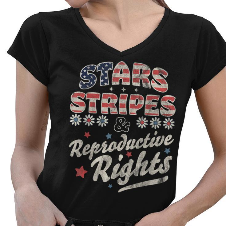 Stars Stripes Reproductive Rights Patriotic 4Th Of July Cute  V3 Women V-Neck T-Shirt