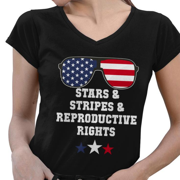 Stars Stripes Reproductive Rights Stars Stripes Sunglasses Gift Women V-Neck T-Shirt