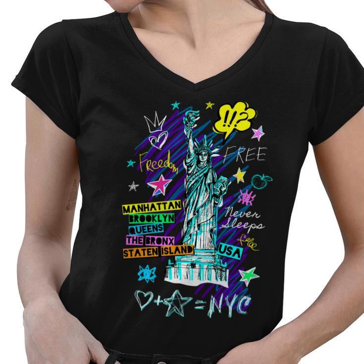 Statue Of Liberty Cities Of New York Women V-Neck T-Shirt