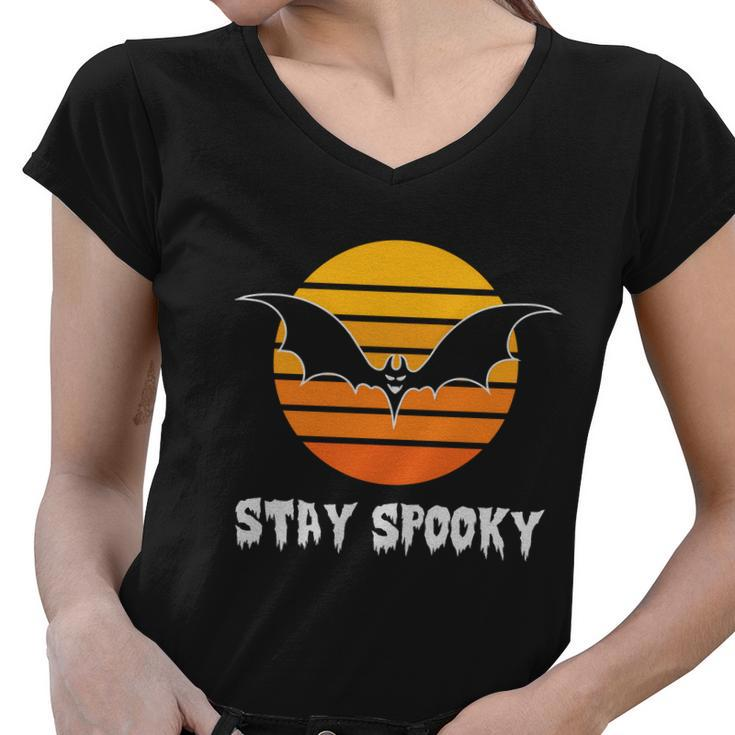 Stay Spooky Dracula Funny Halloween Quote Women V-Neck T-Shirt